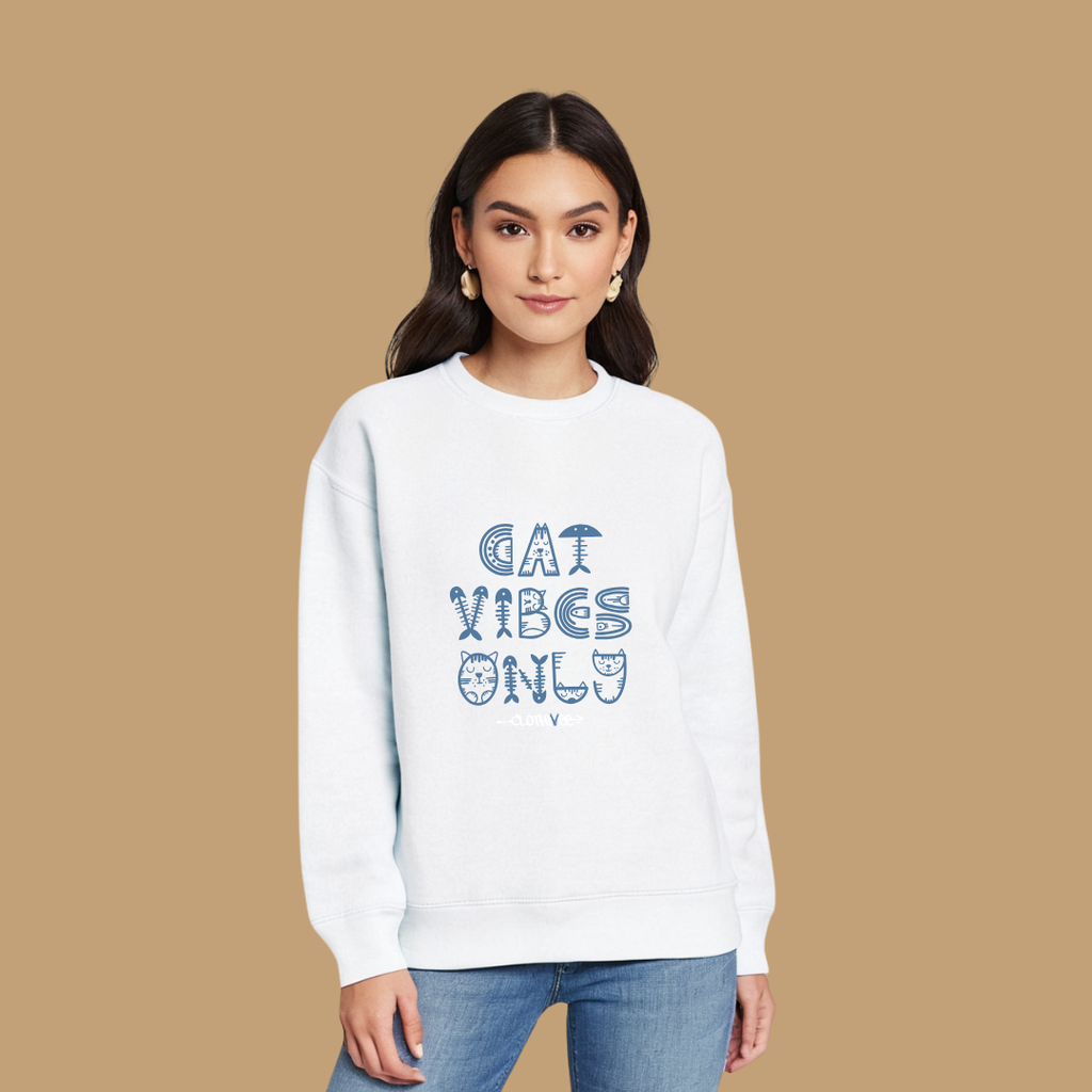 Clothivee Cat Vibes Only Women Sweatshirt