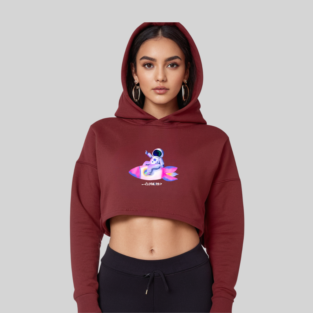 Astronaut Bunny Rocket Crop Hoodie