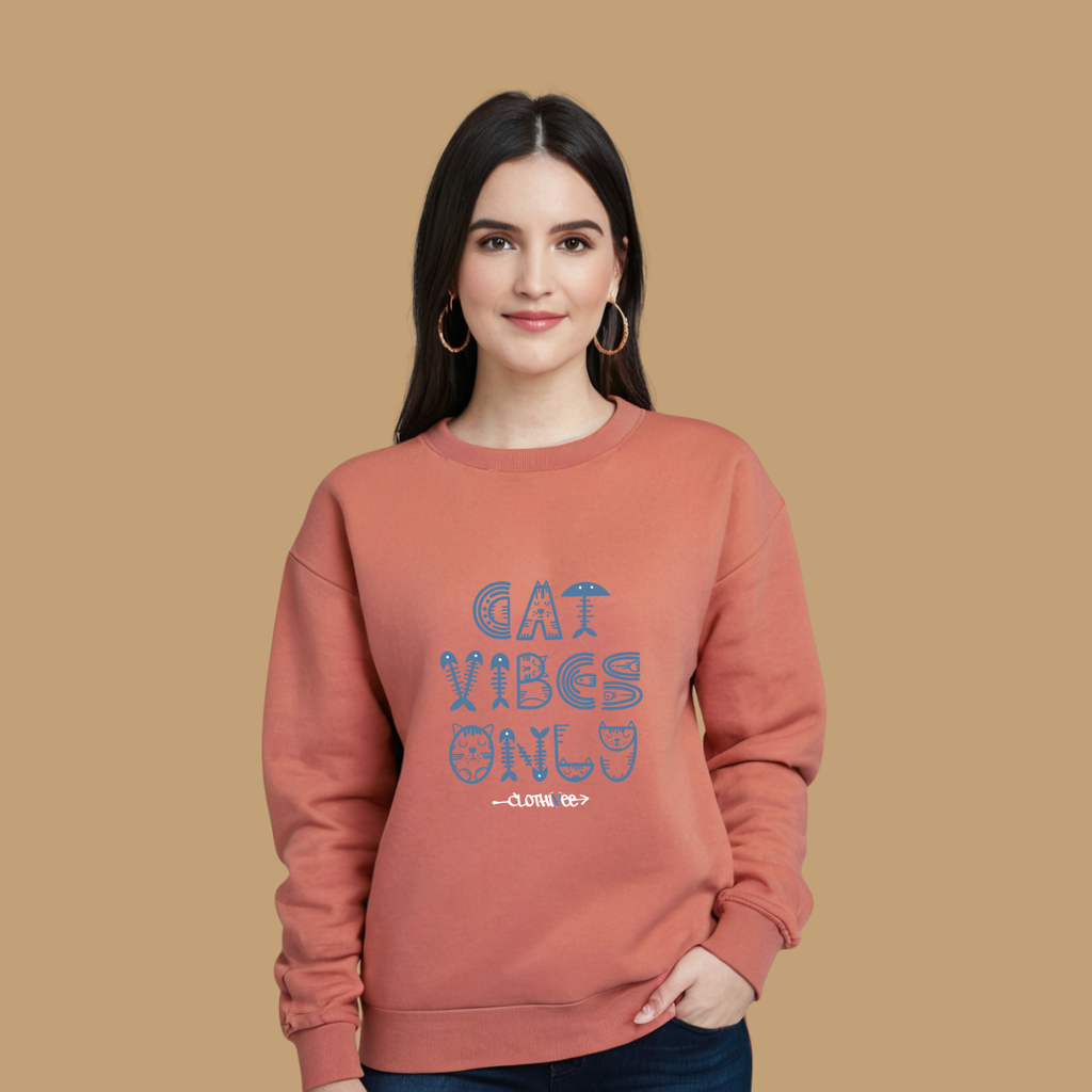 Clothivee Cat Vibes Only Women Sweatshirt