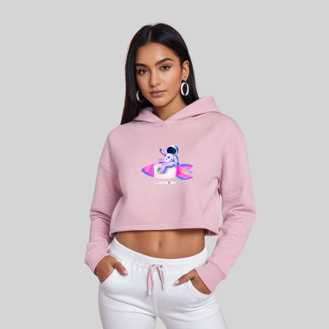Astronaut Bunny Rocket Crop Hoodie