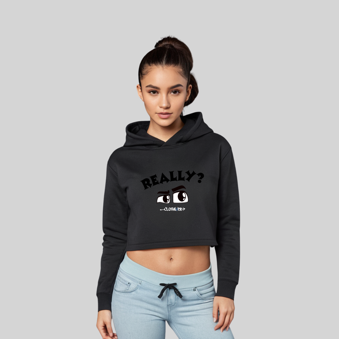 Quirky Eyes Crop Hoodie