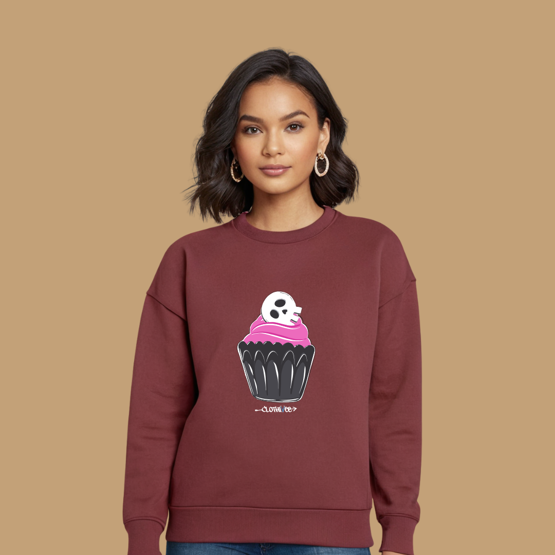 Clothivee Skull Cupcake Women Sweatshirt