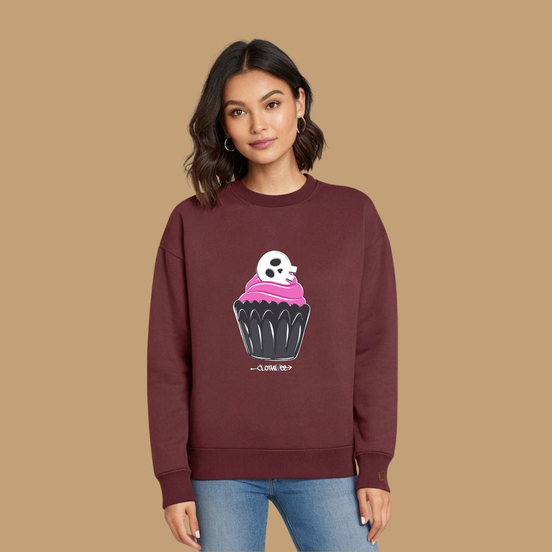 Clothivee Skull Cupcake Women Sweatshirt
