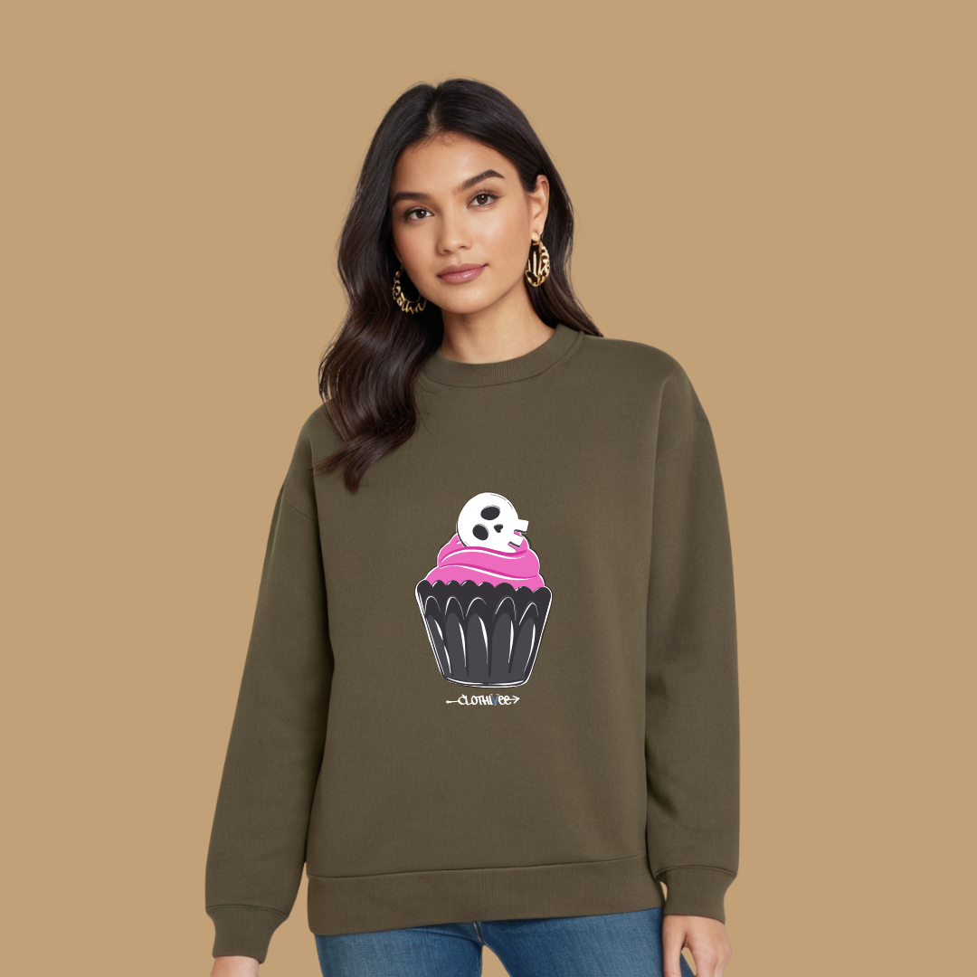 Clothivee Skull Cupcake Women Sweatshirt