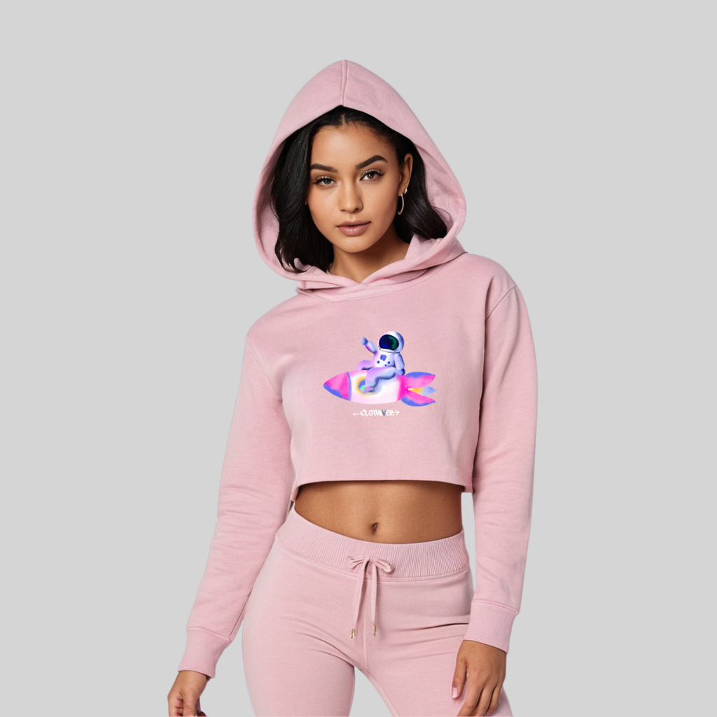 Astronaut Bunny Rocket Crop Hoodie