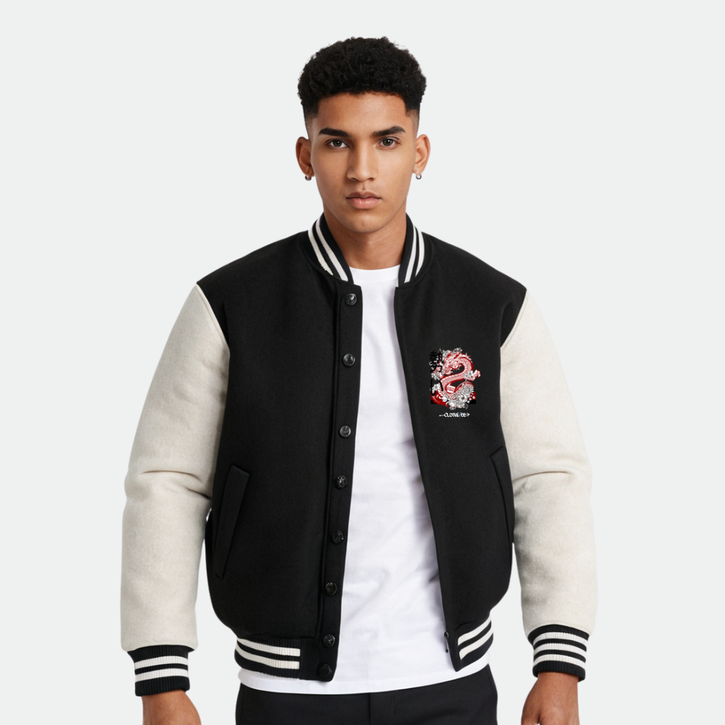Clothivee Dragon Crest Varsity Jacket