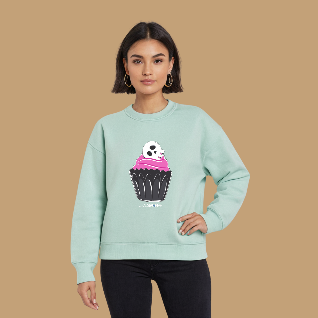 Clothivee Skull Cupcake Women Sweatshirt