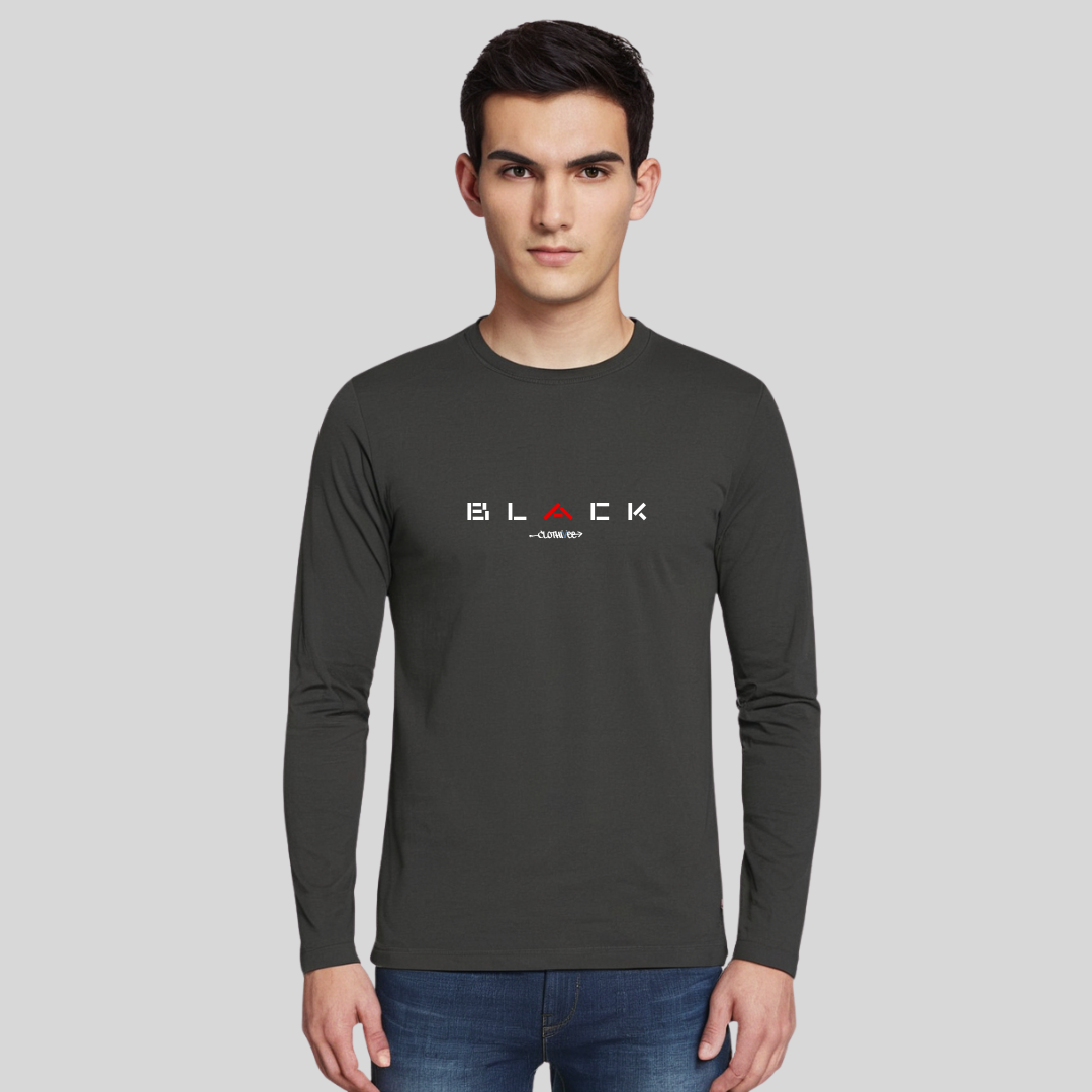 Clothivee Black Minimal Full Sleeves T-shirt