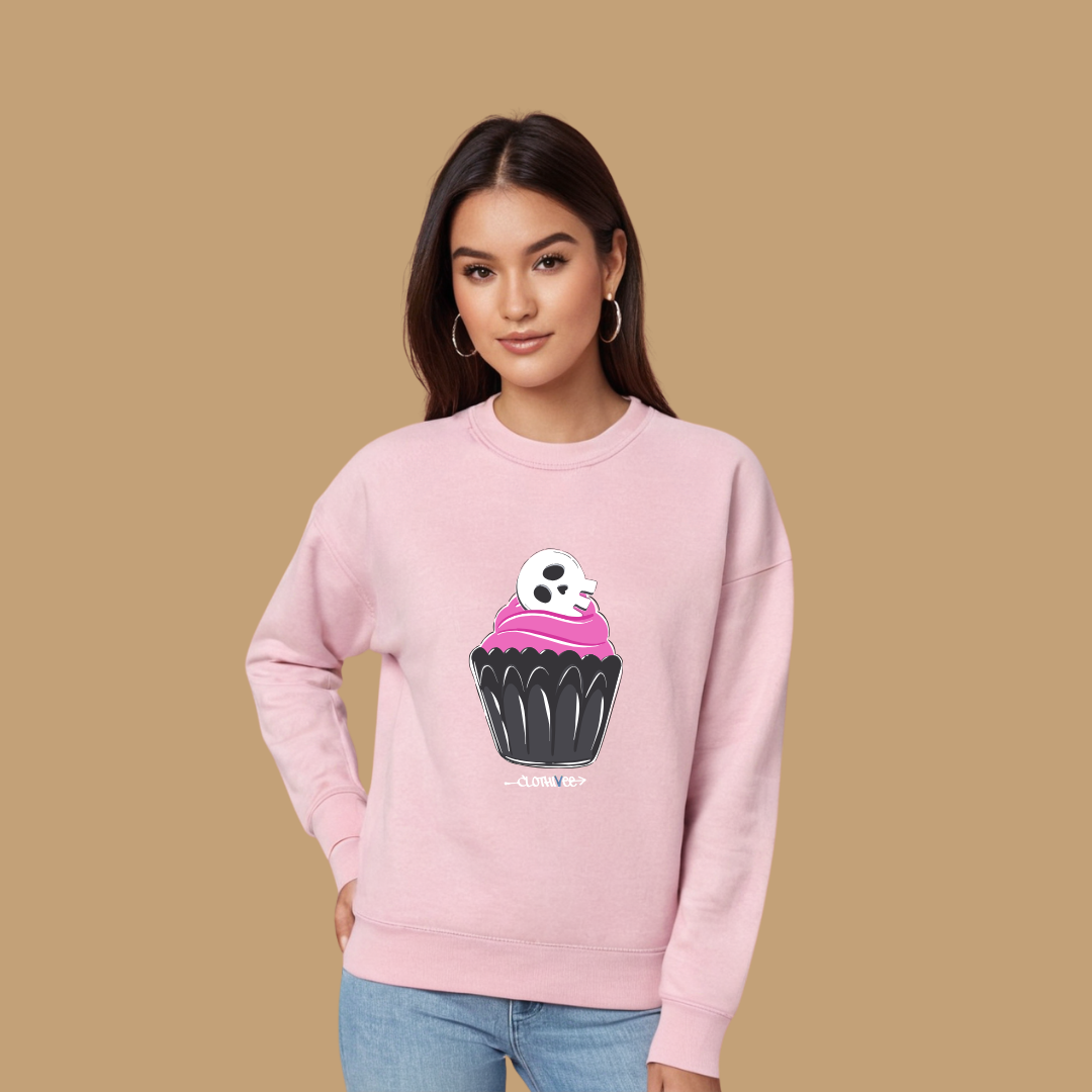 Clothivee Skull Cupcake Women Sweatshirt