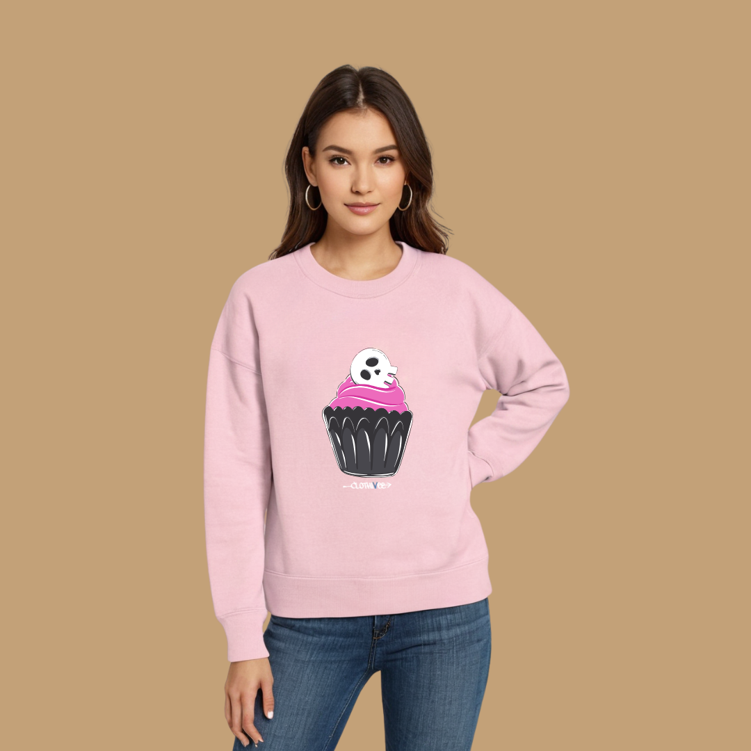 Clothivee Skull Cupcake Women Sweatshirt