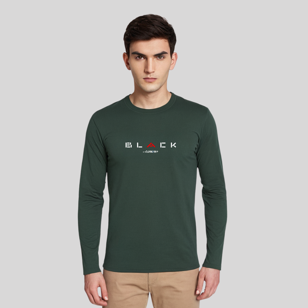 Clothivee Black Minimal Full Sleeves T-shirt