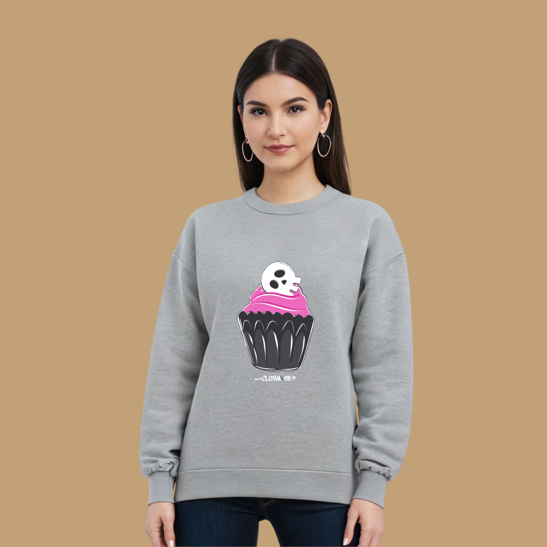 Clothivee Skull Cupcake Women Sweatshirt