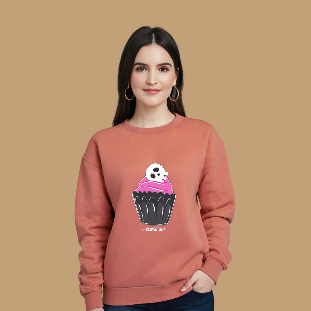 Clothivee Skull Cupcake Women Sweatshirt