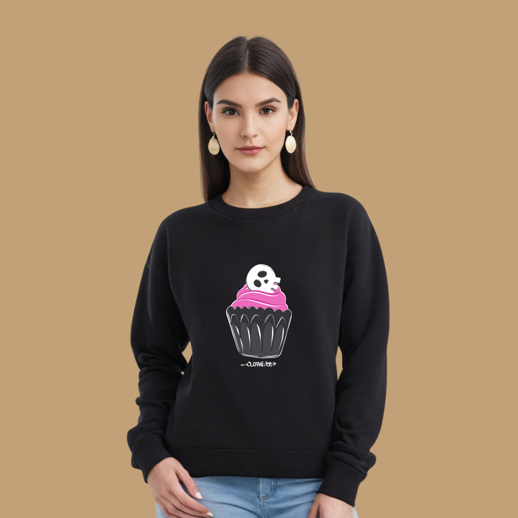 Clothivee Skull Cupcake Women Sweatshirt