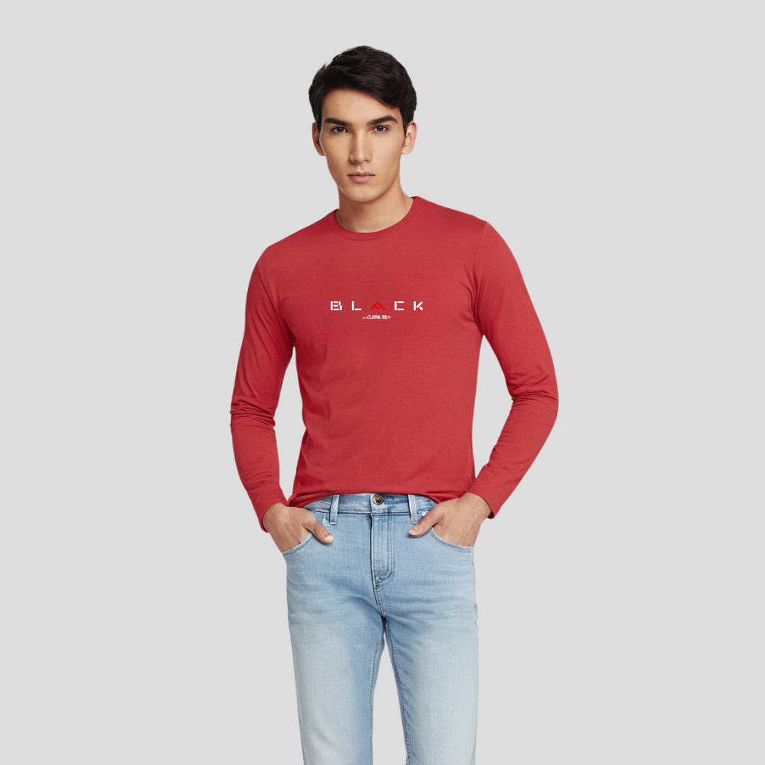 Clothivee Black Minimal Full Sleeves T-shirt