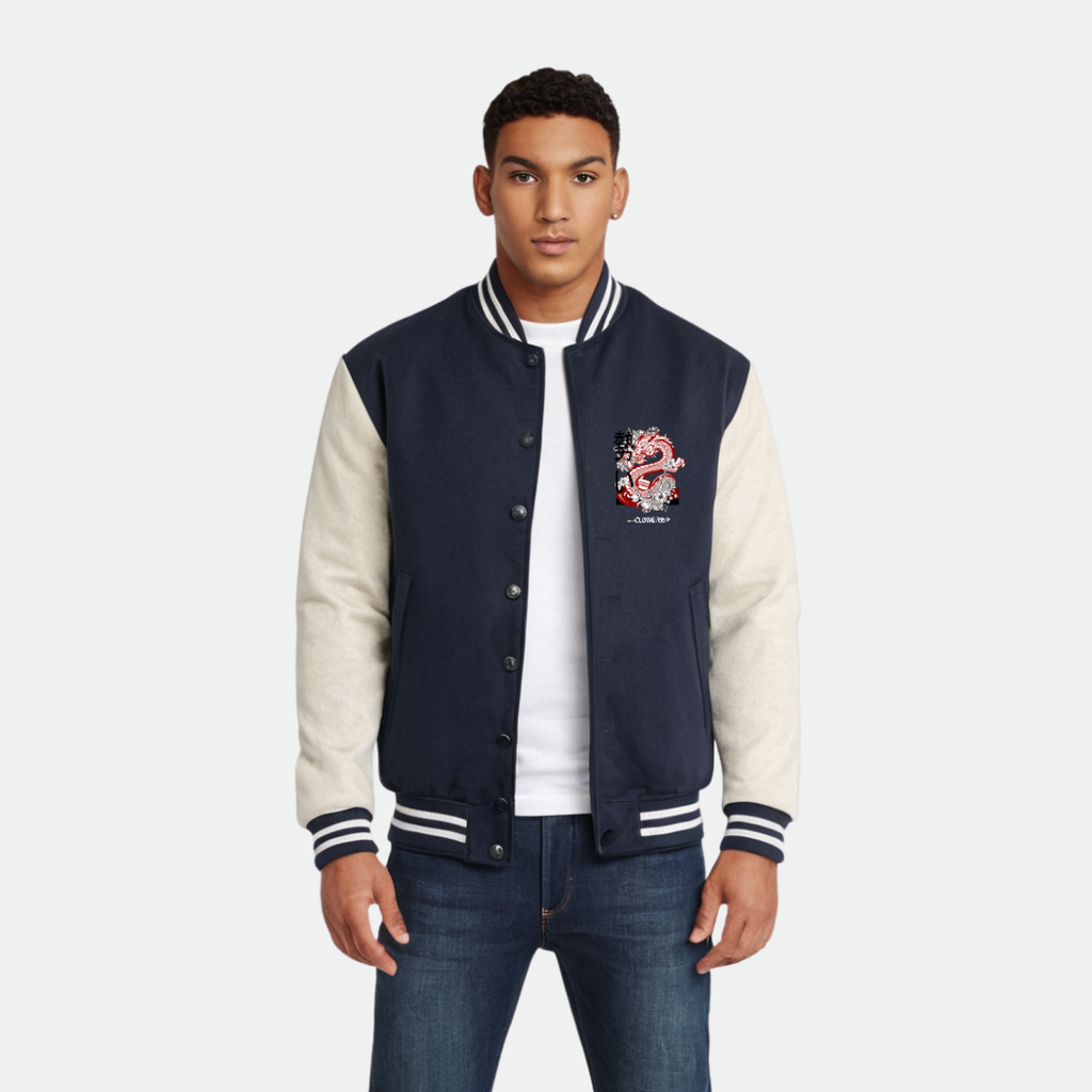 Clothivee Dragon Crest Varsity Jacket