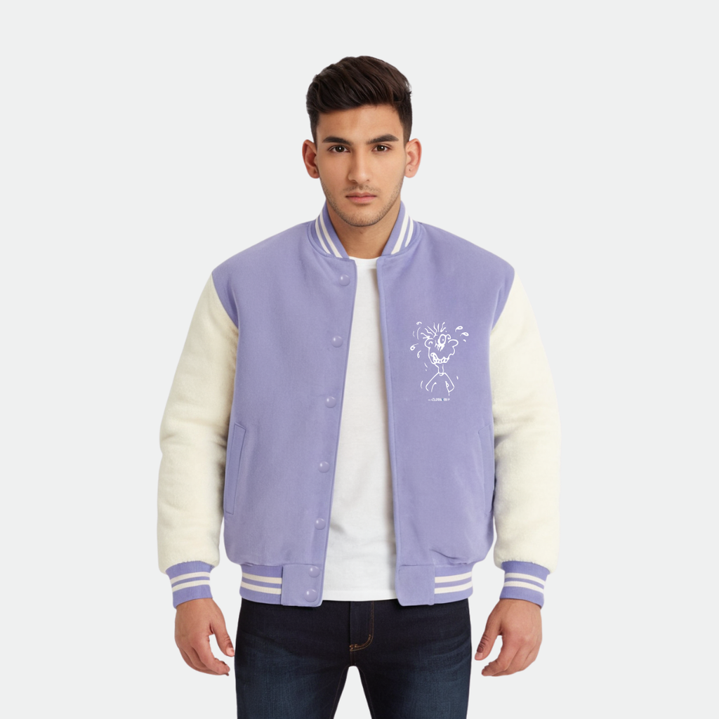 Clothivee Heartline Doodle Varsity Jacket