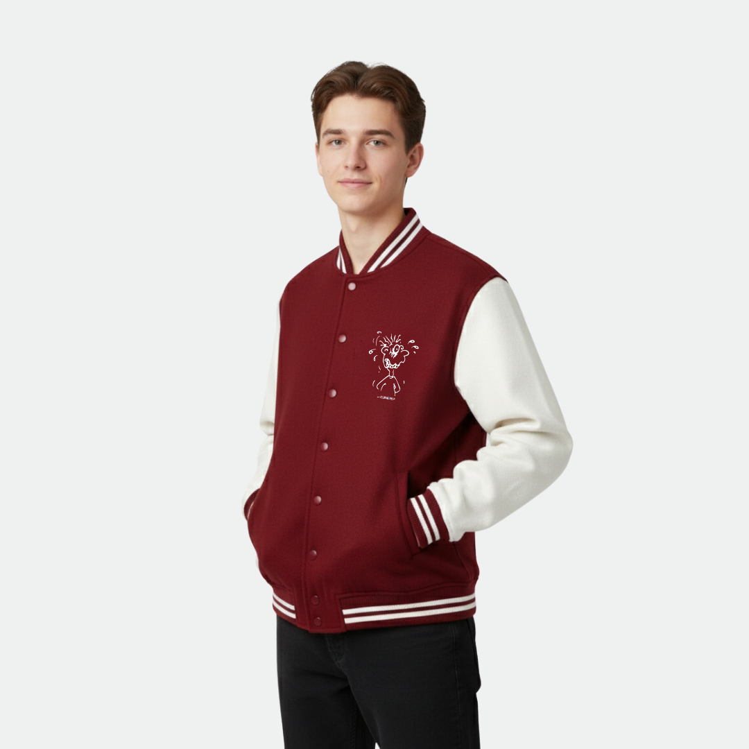 Clothivee Heartline Doodle Varsity Jacket