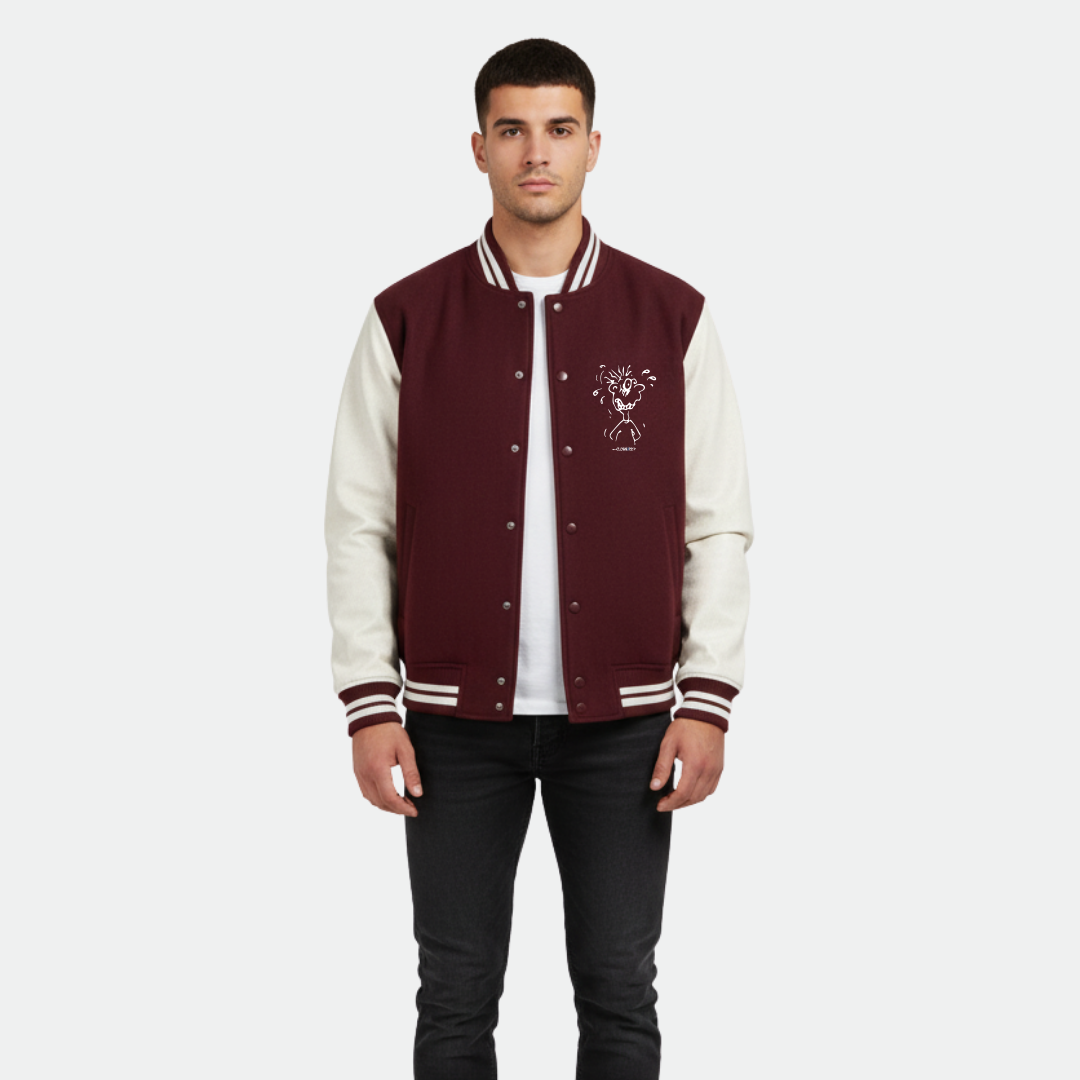 Clothivee Heartline Doodle Varsity Jacket