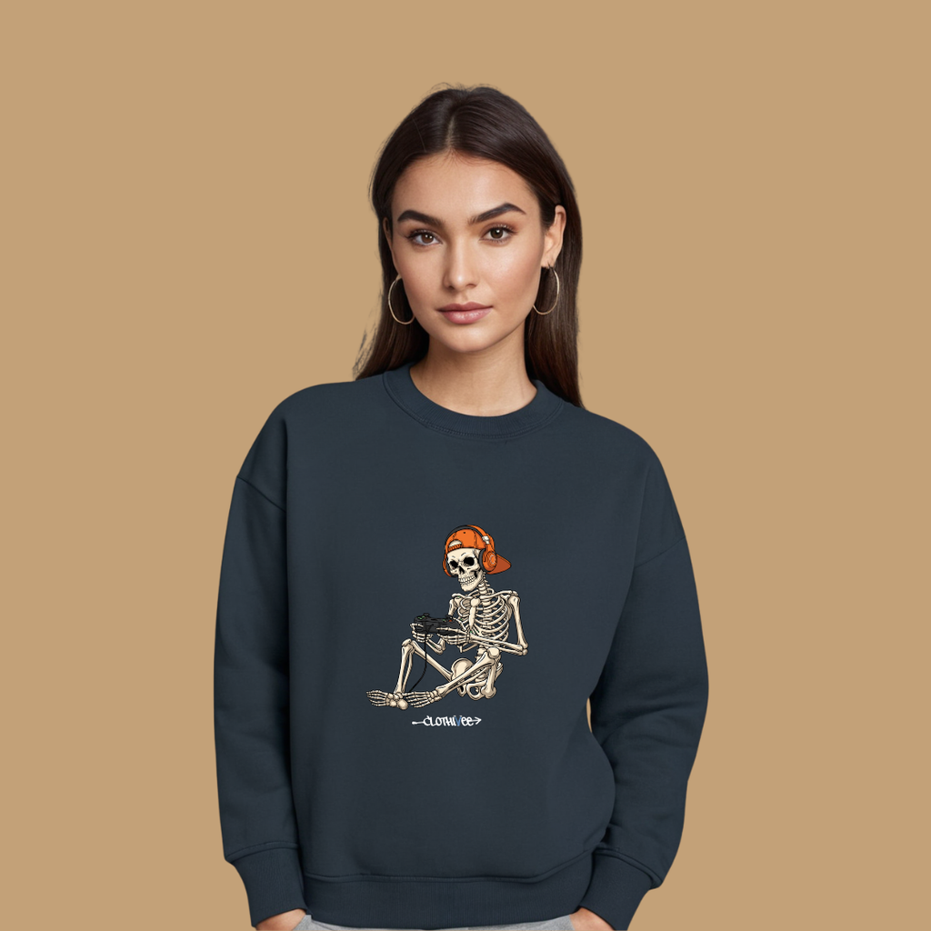 Clothivee Gamer Skeleton Women’s Fleece Sweatshirt