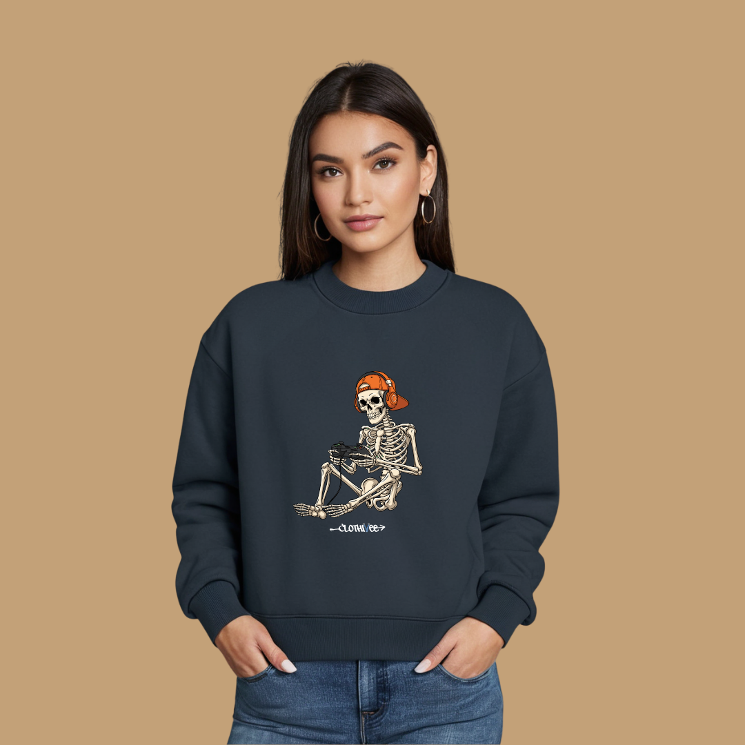 Clothivee Gamer Skeleton Women’s Fleece Sweatshirt
