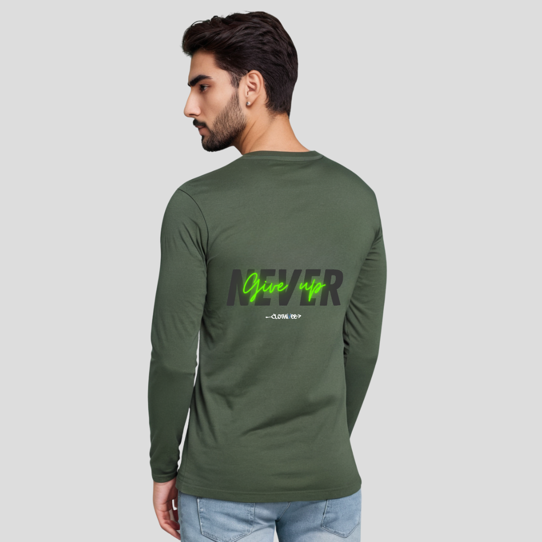 Clothivee Never Give Up Full Sleeves T-shirt