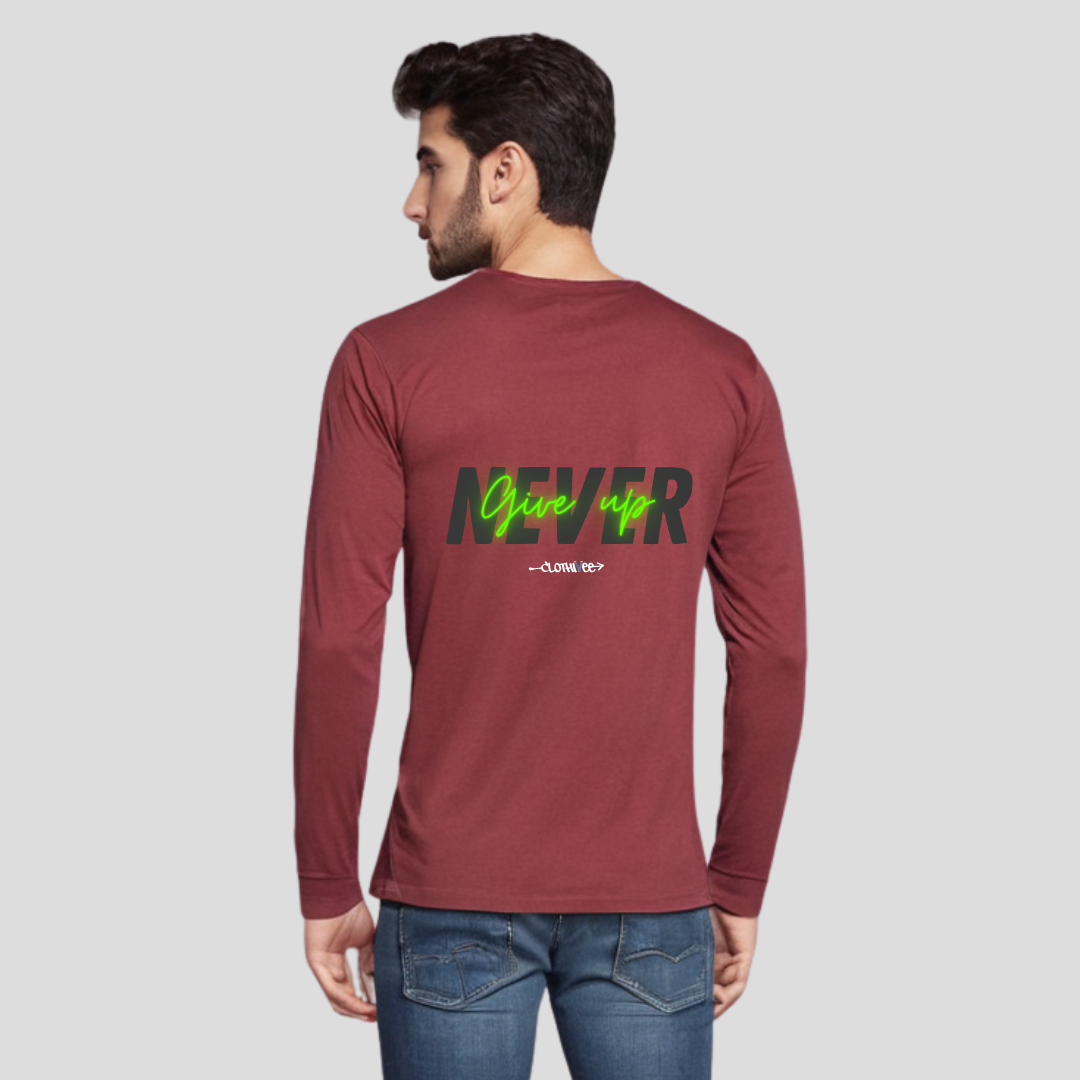 Clothivee Never Give Up Full Sleeves T-shirt