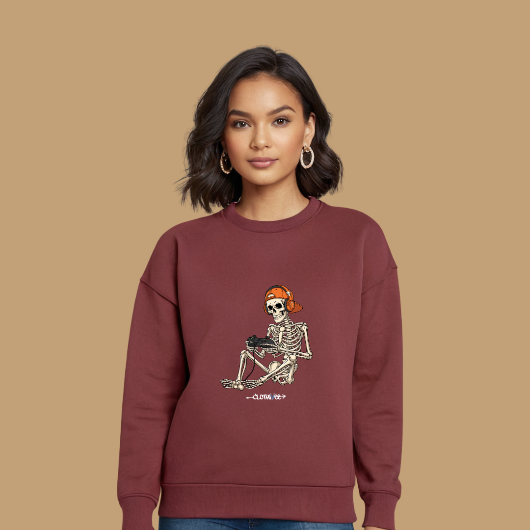 Clothivee Gamer Skeleton Women’s Fleece Sweatshirt