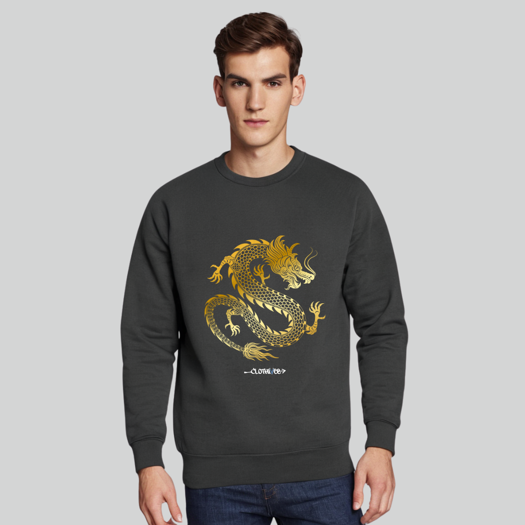Clothivee Golden Dragon Crew Neck Sweatshirt