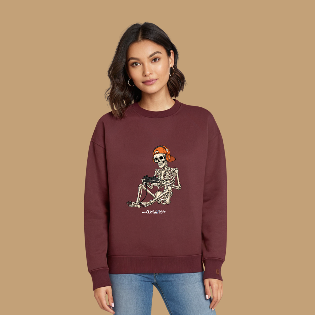 Clothivee Gamer Skeleton Women’s Fleece Sweatshirt