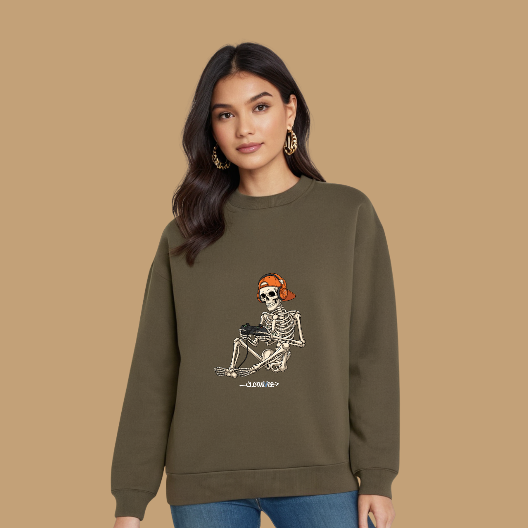 Clothivee Gamer Skeleton Women’s Fleece Sweatshirt
