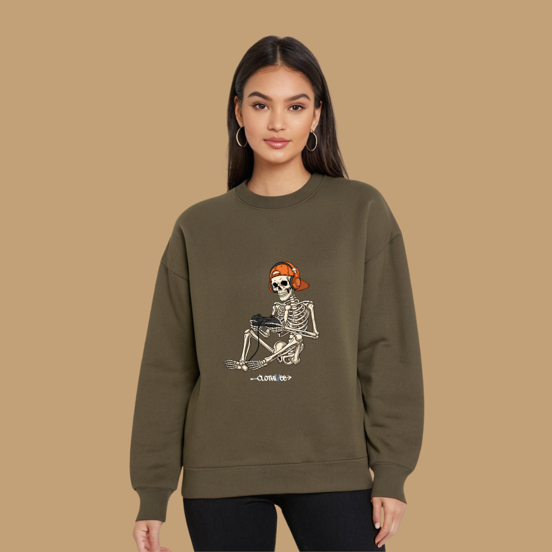 Clothivee Gamer Skeleton Women’s Fleece Sweatshirt