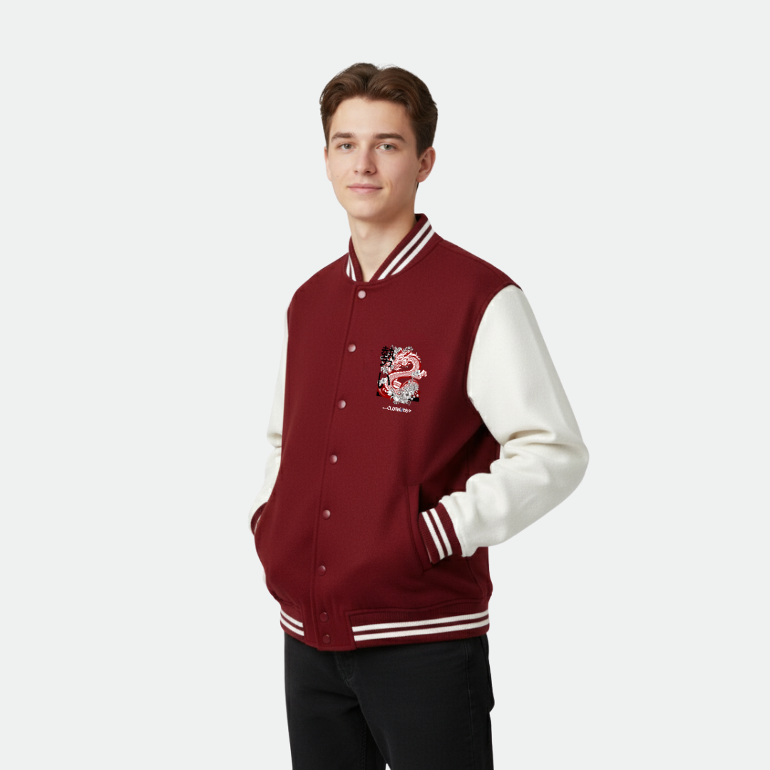 Clothivee Dragon Crest Varsity Jacket
