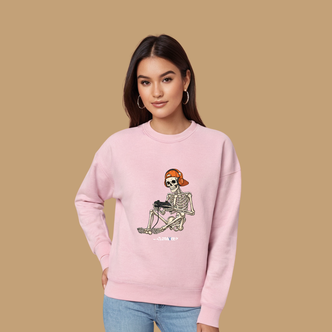 Clothivee Gamer Skeleton Women’s Fleece Sweatshirt