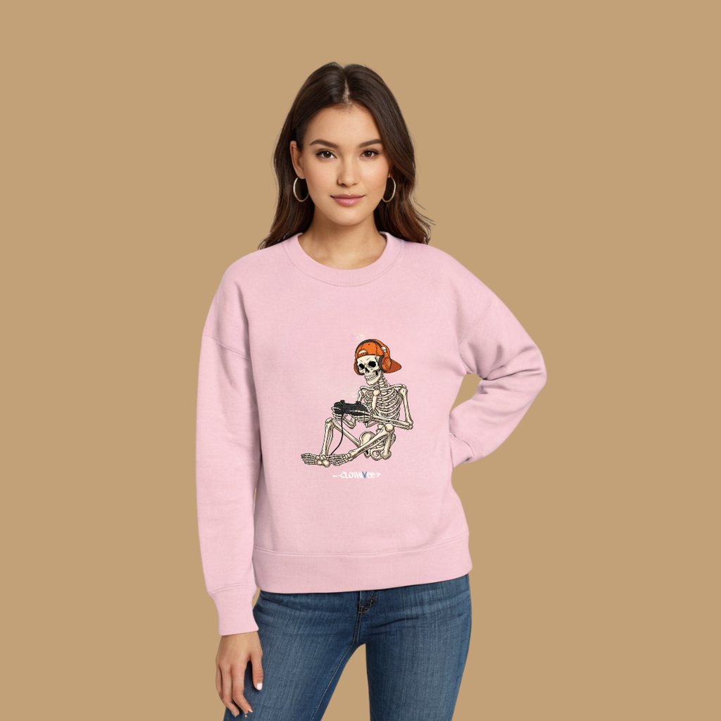 Clothivee Gamer Skeleton Women’s Fleece Sweatshirt
