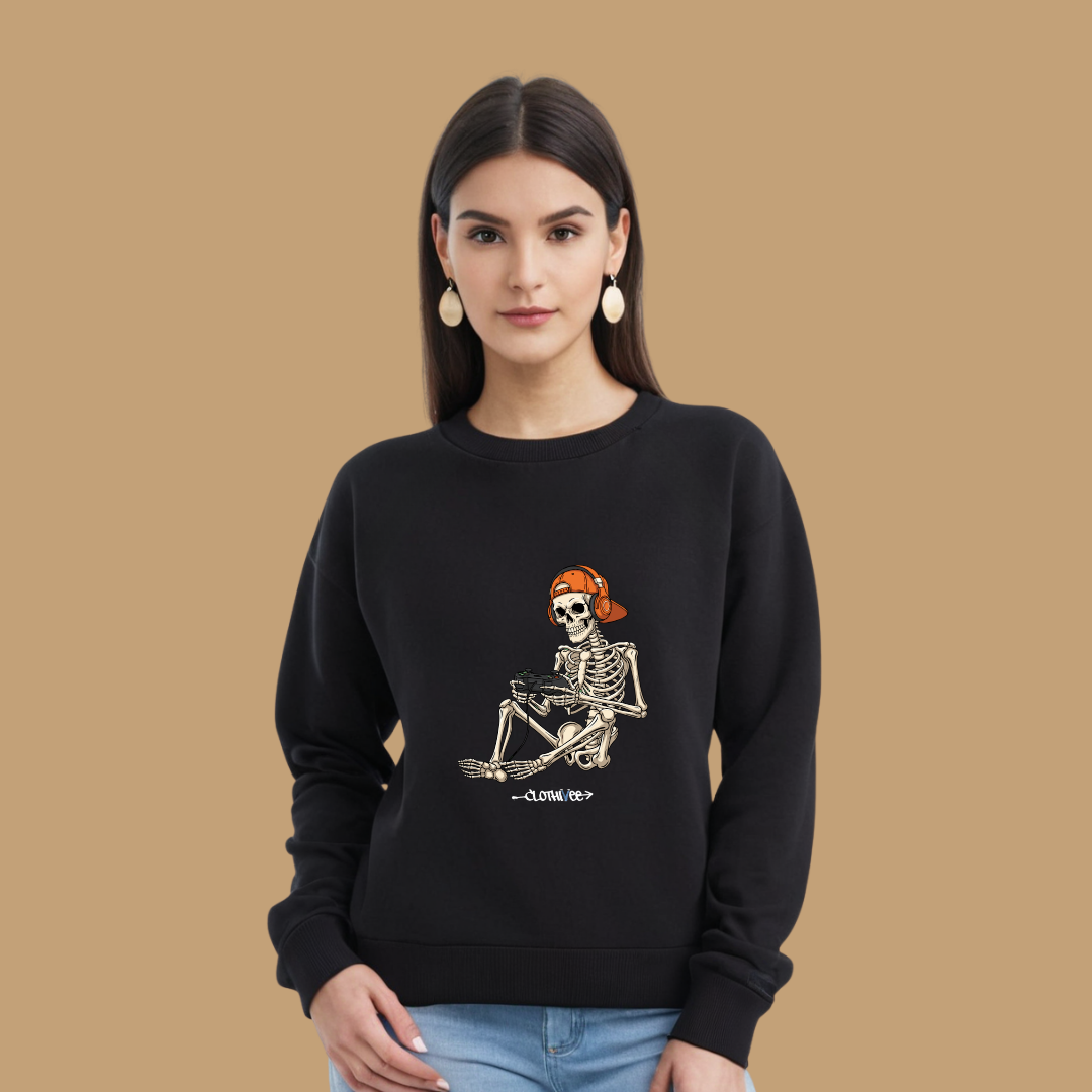 Clothivee Gamer Skeleton Women’s Fleece Sweatshirt