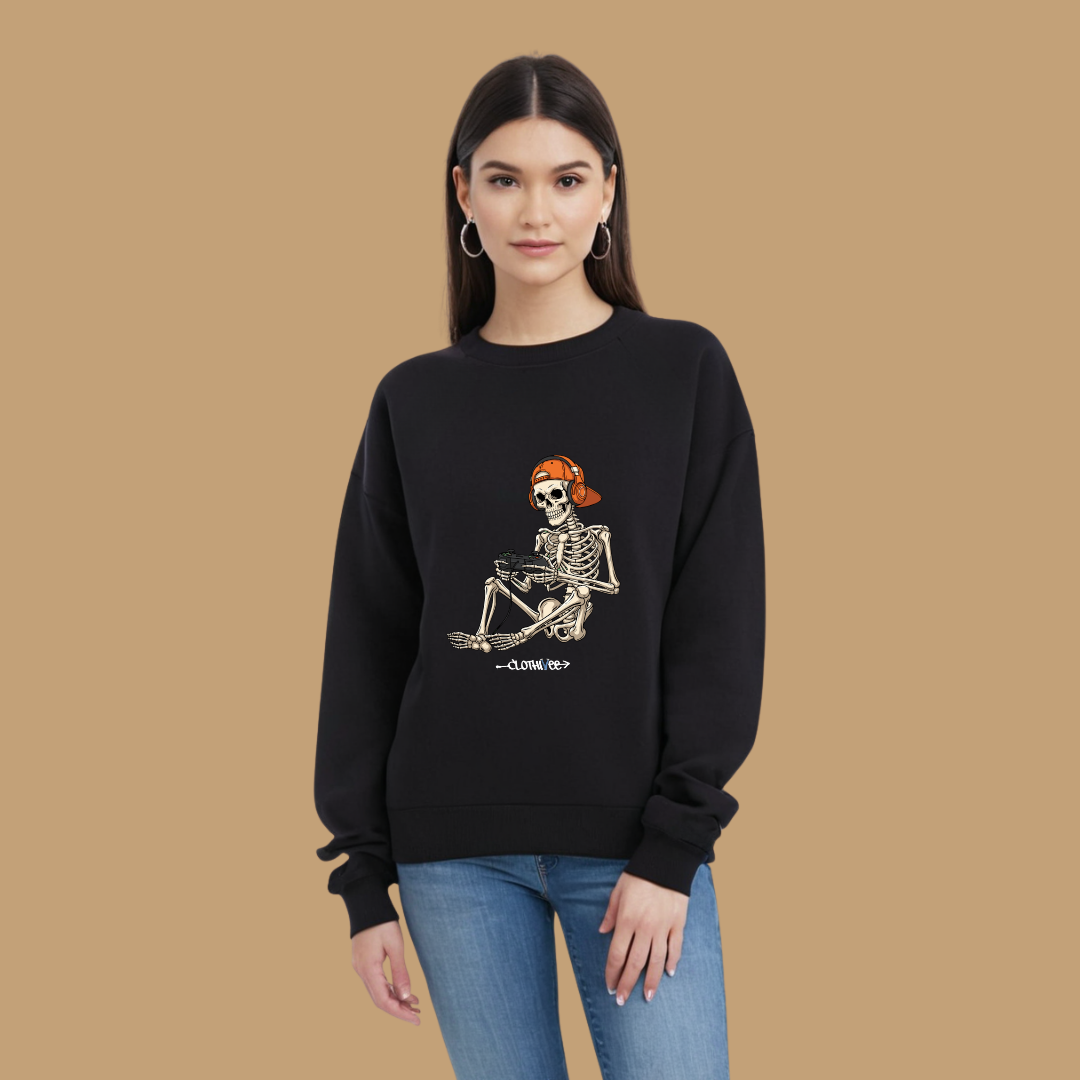 Clothivee Gamer Skeleton Women’s Fleece Sweatshirt
