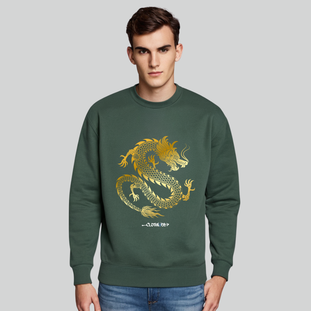 Clothivee Golden Dragon Crew Neck Sweatshirt