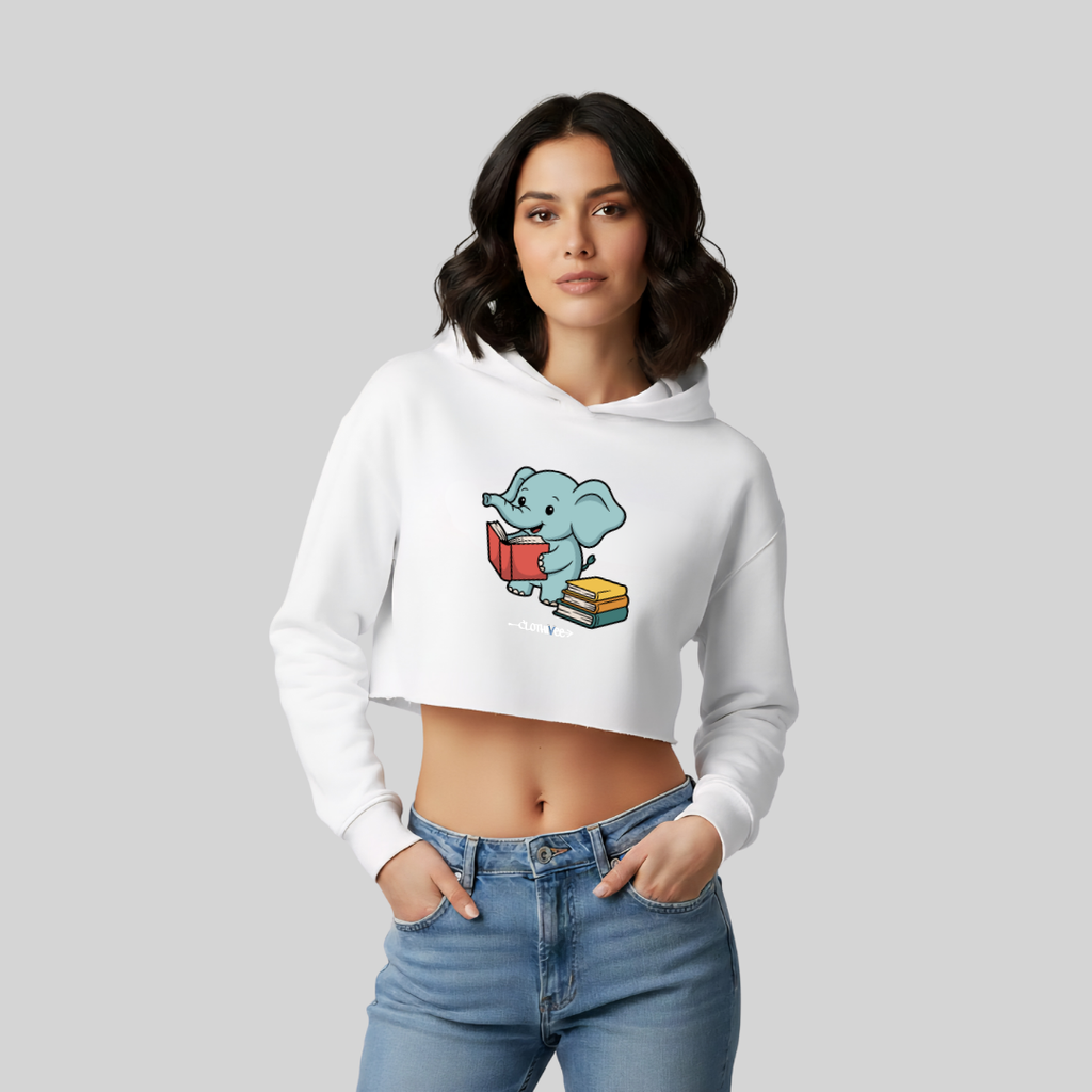 Book Buddy Elephant Women’s Crop Hoodie