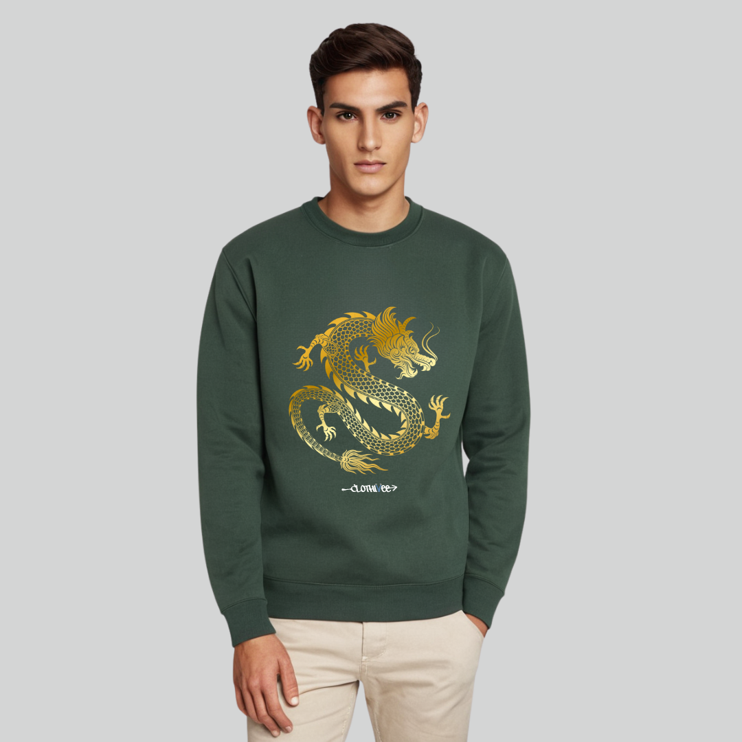 Clothivee Golden Dragon Crew Neck Sweatshirt