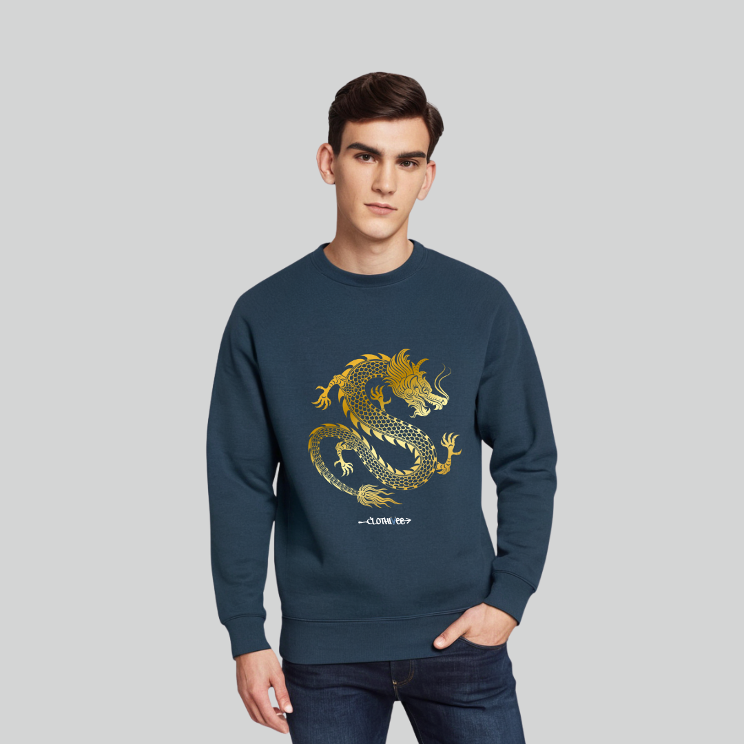 Clothivee Golden Dragon Crew Neck Sweatshirt