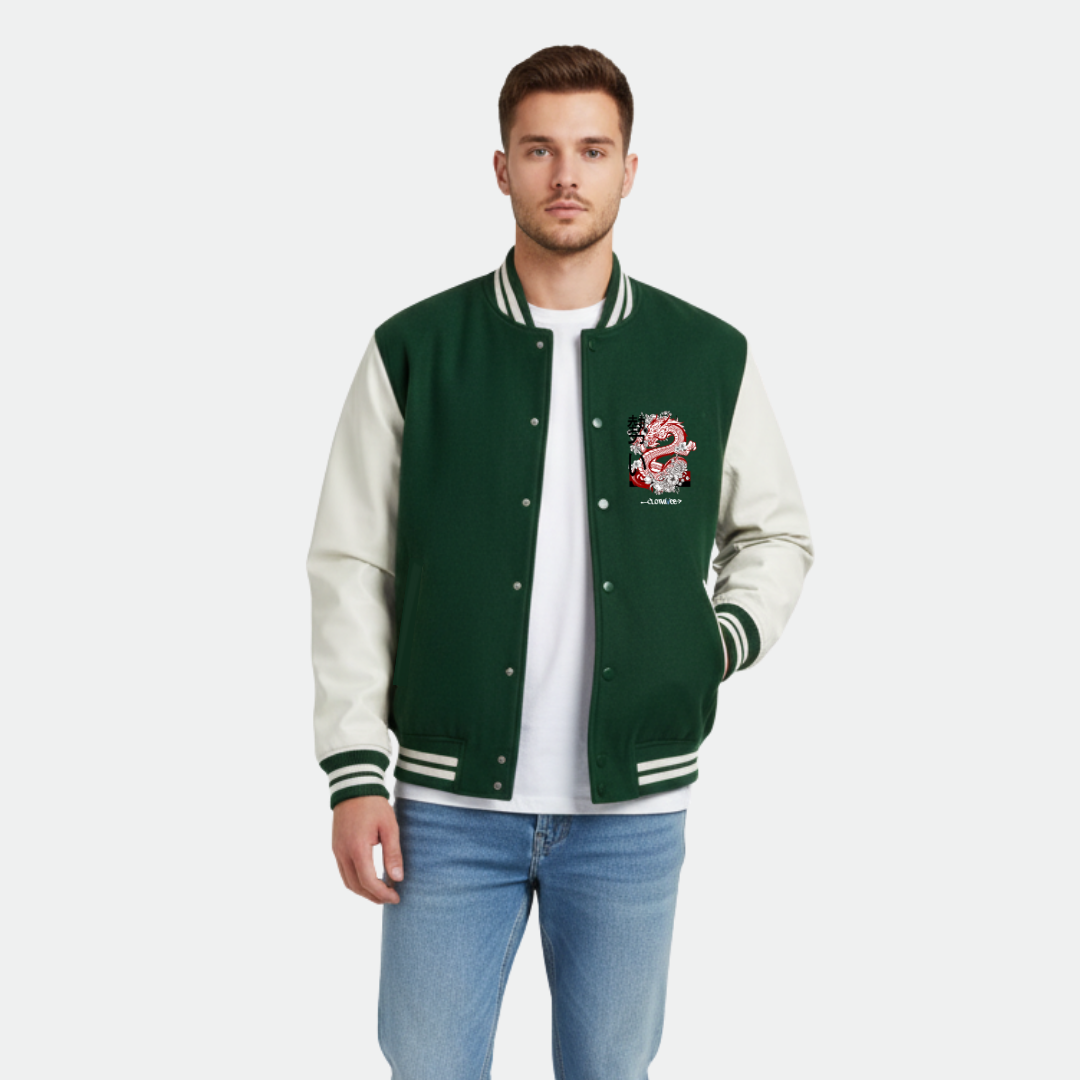 Clothivee Dragon Crest Varsity Jacket