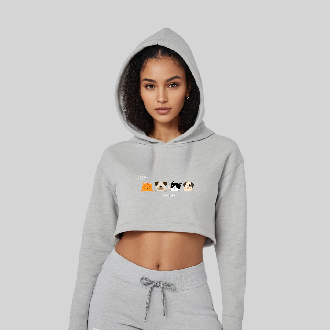 Puppy Lineup Women’s Crop Hoodie
