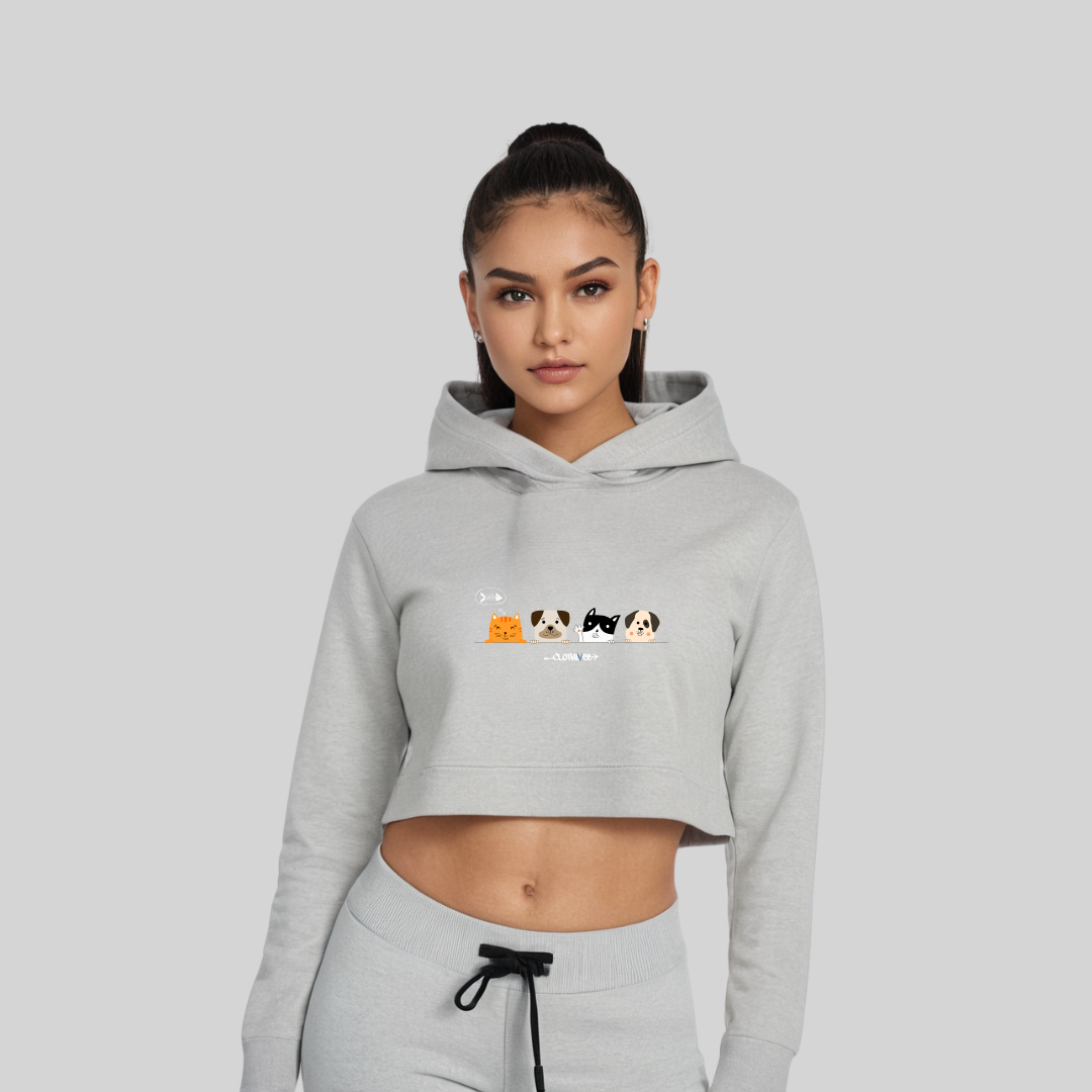 Puppy Lineup Women’s Crop Hoodie