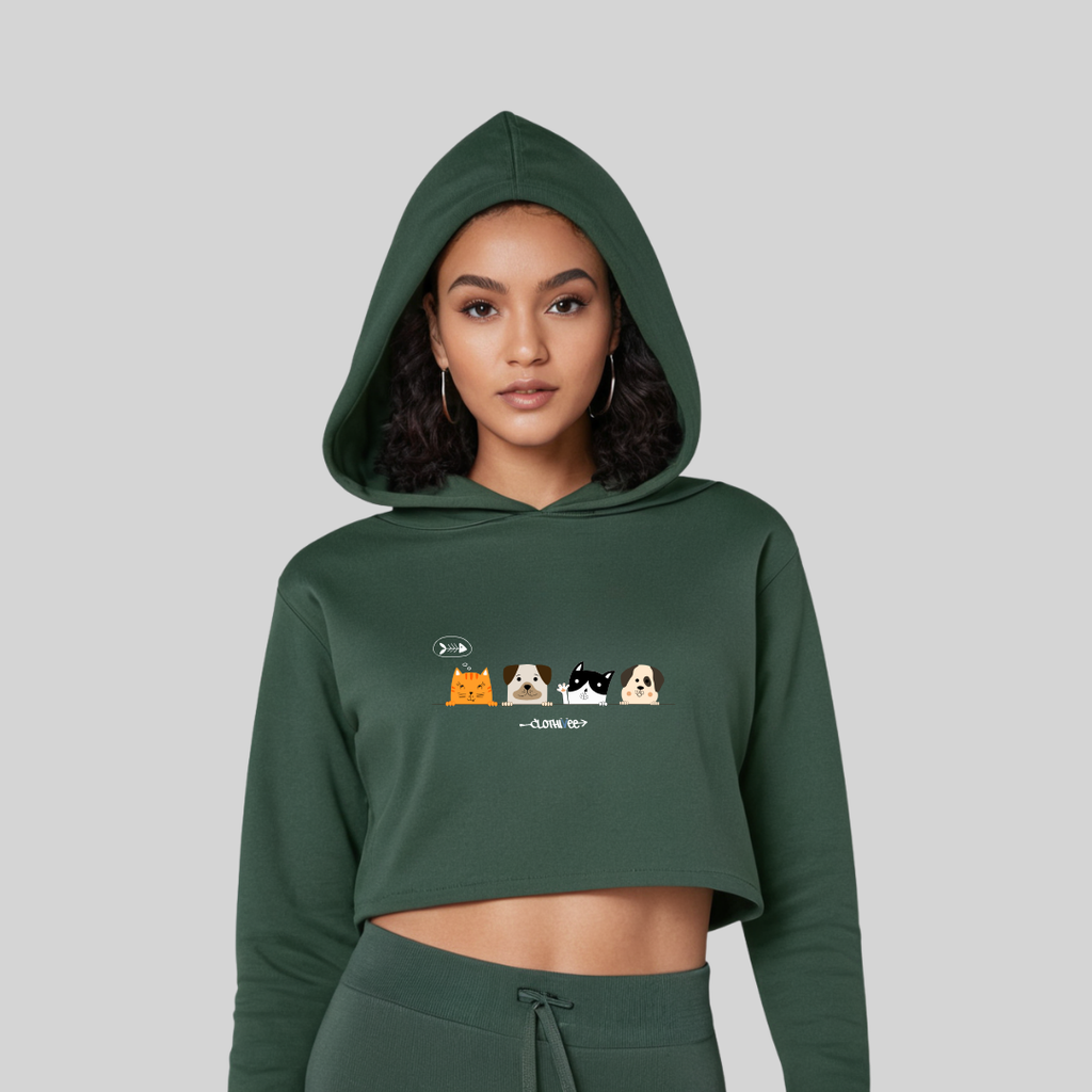 Puppy Lineup Women’s Crop Hoodie