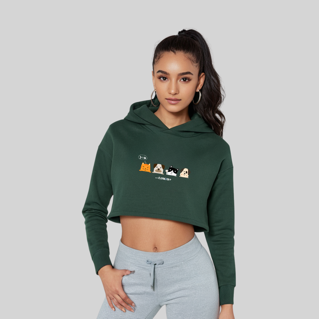 Puppy Lineup Women’s Crop Hoodie