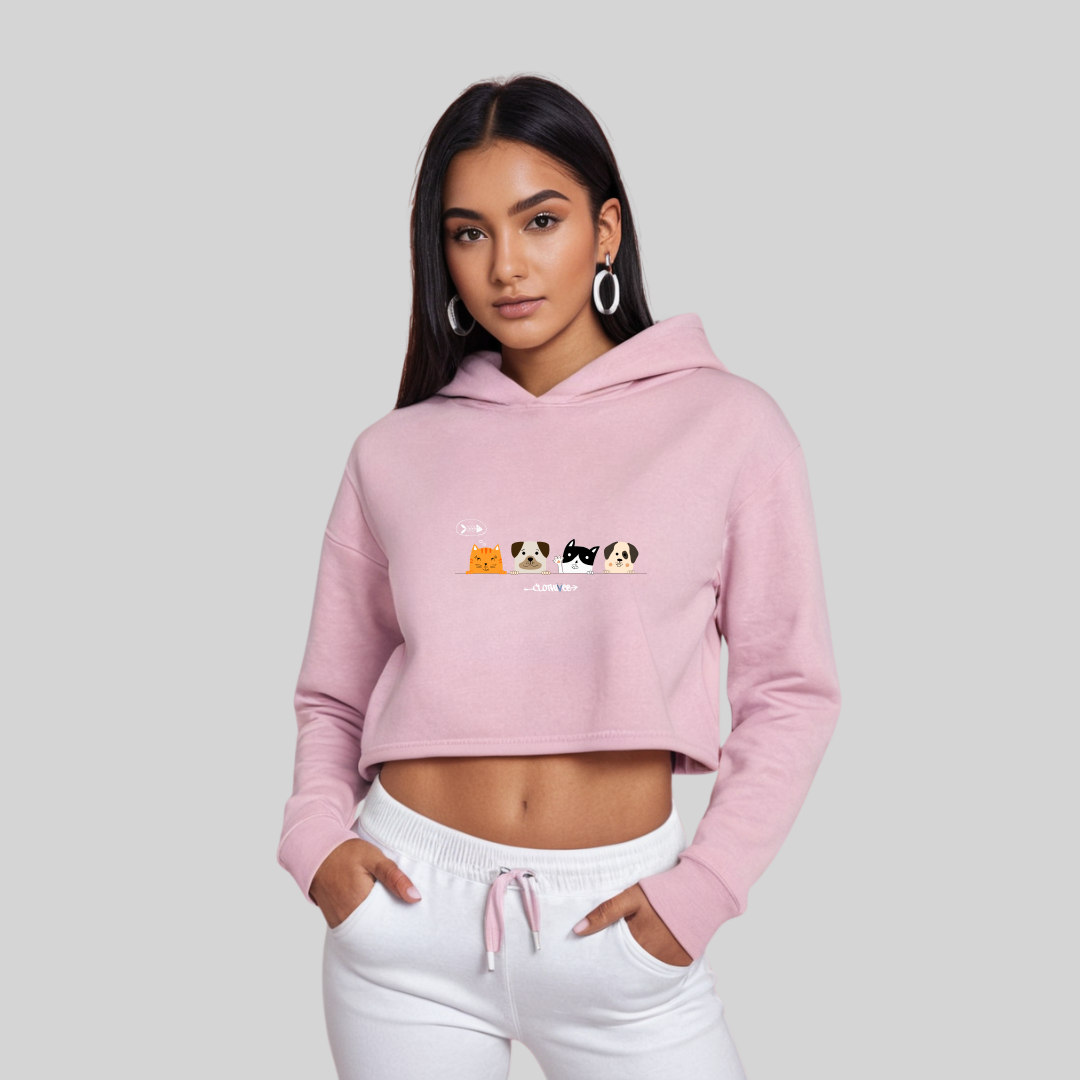 Puppy Lineup Women’s Crop Hoodie