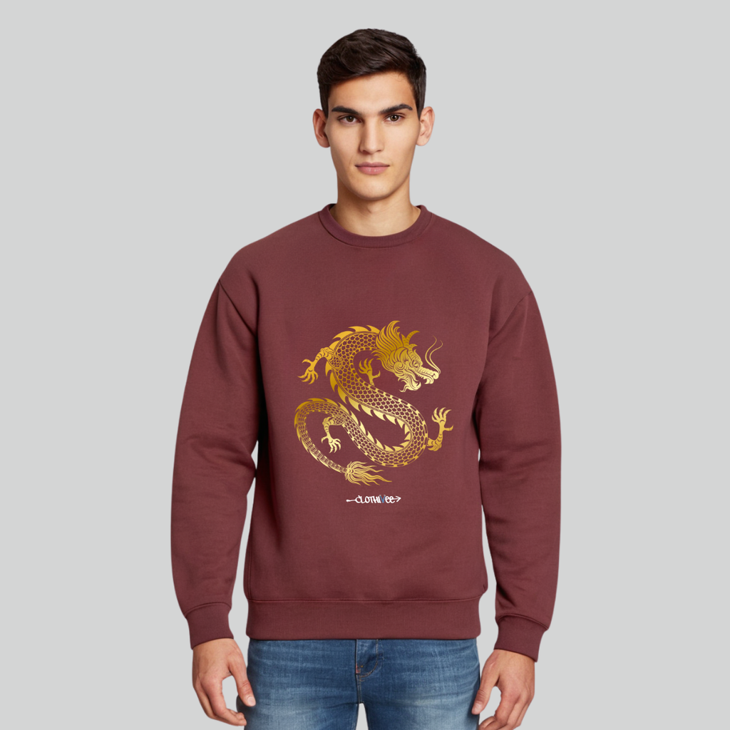 Clothivee Golden Dragon Crew Neck Sweatshirt