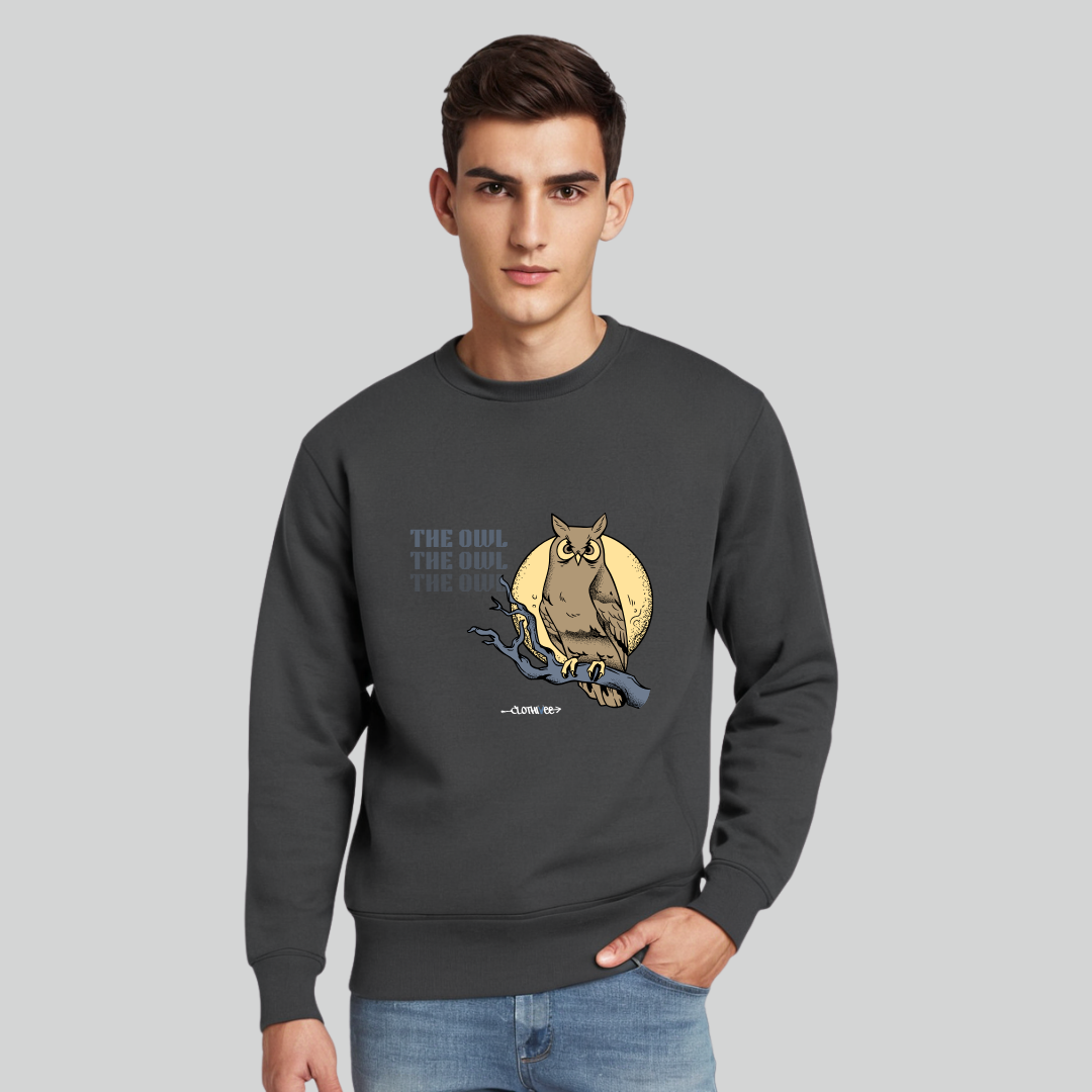 Clothivee Owl Moon Crew Neck Sweatshirt