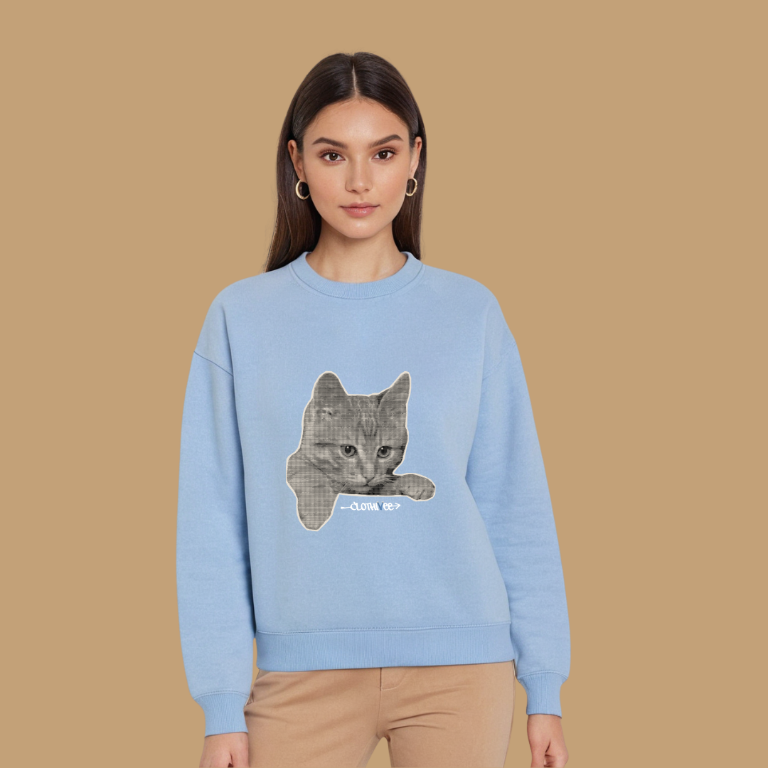Clothivee Realistic Cat Sketch Women Sweatshirt